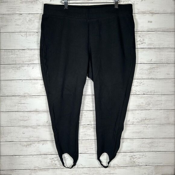 Chico’s Ponte Black Stirrup Rayon Nylon Spandex Legging Pant XL Petite 3 - Picture 1 of 7